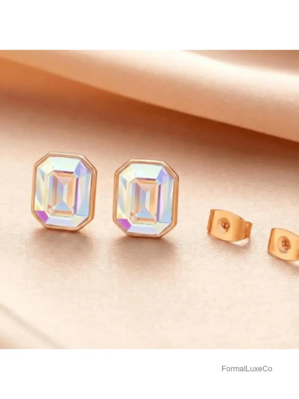 Austrian Crystal Stud Earrings 14K Gold Plated S925 Sterling Silver